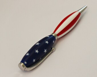 American Flag Pen Hand Carved by Jack Cousin