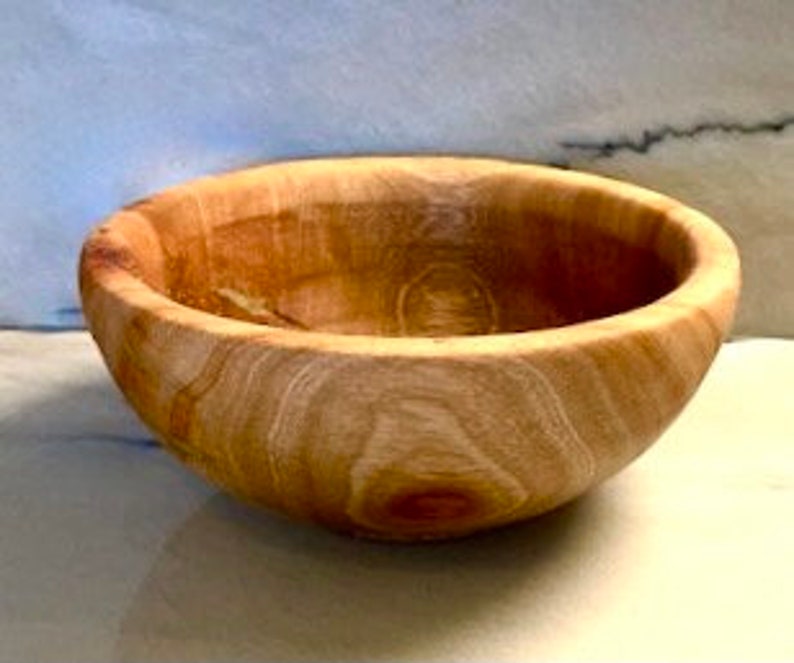 Hand Carved Avocado Nut Bowl with Mother of Pearl and Green Stone Inlay by Jack Cousin image 4