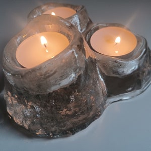 Vintage volcano ice block triple candle holder