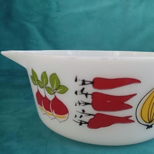 vintage JAJ Pyrex Harvest pattern casserole or stew pot