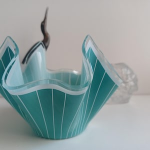 vintage Chance Bros turquoise handkerchief glass bowl