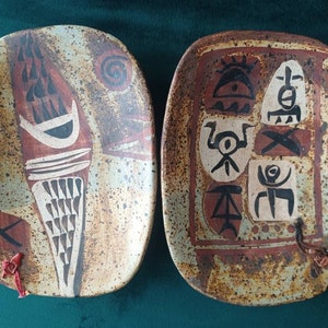 Aboriginal original art vintage pottery dishes