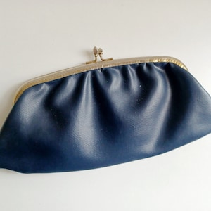 vintage handheld clutch bag navy blue