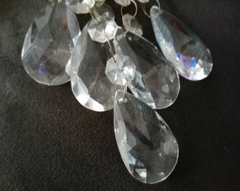 5 glass chandelier teardrop pendants with acrylic octagons