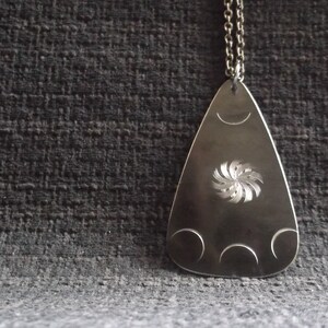 etched metal modernist pendant with chain