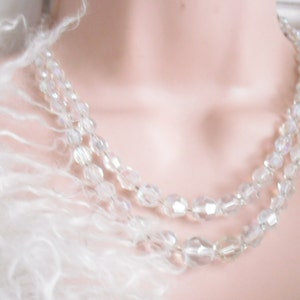 double strand AB glass crystal vintage necklace
