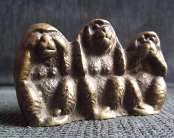 three wise monkeys brass figurine