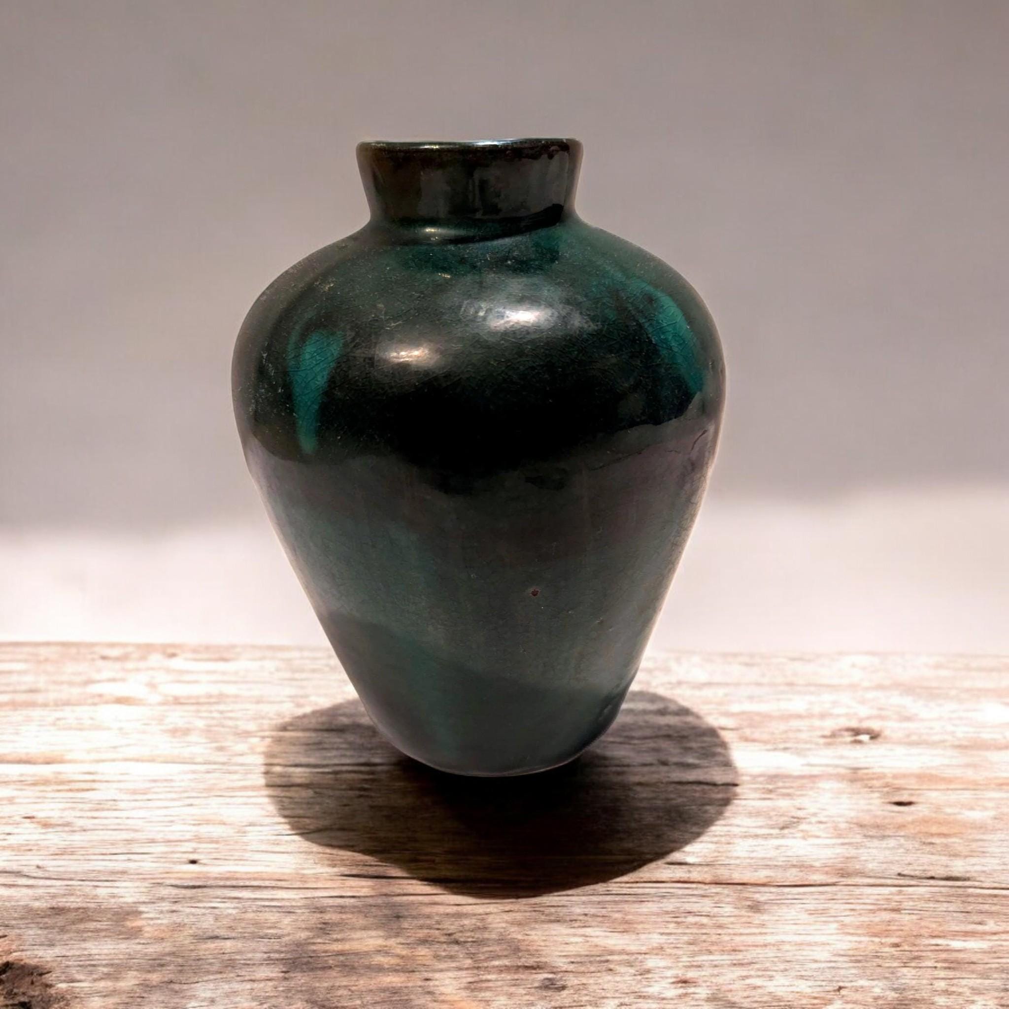 アンティーク中国陶器花瓶 緑釉陶器 1920年代 アジアン装飾器 