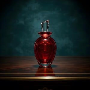 Mundgeblasene Murano Rubinrote Parfümflasche mit Stopfen | Vintage Style Glas Waschtisch Dekor
