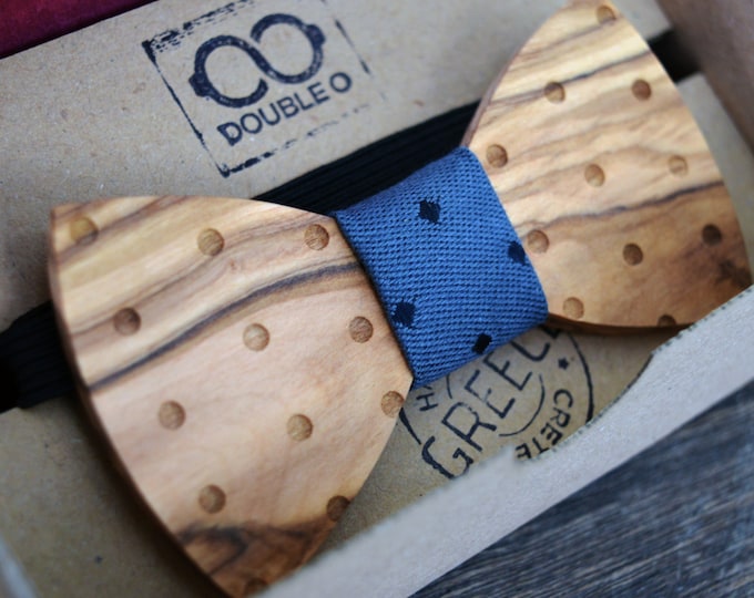 Wooden Polka Dots Bow Tie | Awesome Gift for Men | Sizes for Every Age | Unique Gentlemen Accessory | Personalized w/ Name Engraving on Back