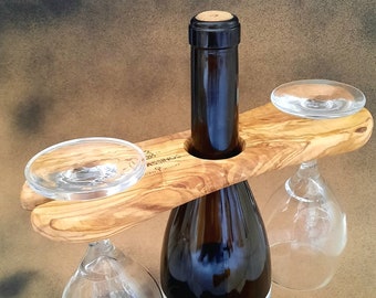 Personalized Olive Wood Wine & glass holder | Wine rack | House Warming Gift | Unique olive wood  gift