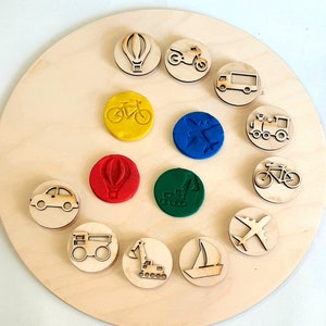 10 x Wooden vehicle stamps | transportation stamp | playdough stamps