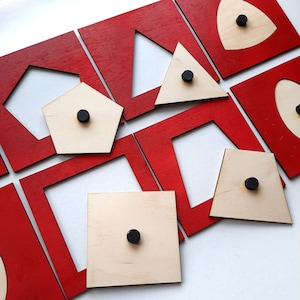 10 x Montessori shape stencil  Insets| A wooden version of the Montessori Metal Insets |Educational Montessori material | Learning Toys