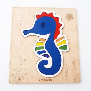 Wooden Sea Horse Puzzle | Wooden Educational Montessori material | Seahorse puzzle