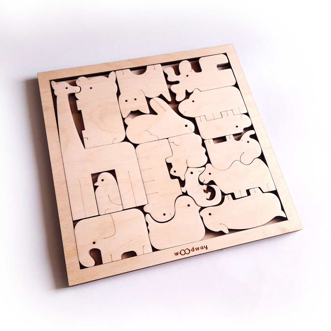 Wooden Animal Puzzle | Wooden Educational Montessori Material Kids ...