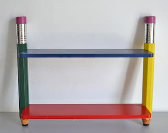 Vintage Shelf Pierre Sala Design, Pencil Shelf, 80s Memphis Style