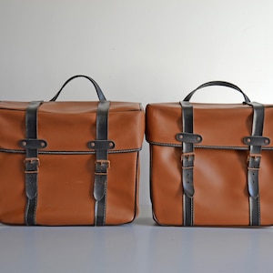 Pair of French vintage panniers / Bicycle saddlebags for moped