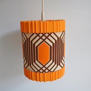 Vintage 1970s Ceiling Light Chandelier, pendant lamp, POP orange hanging lamp, colored plastic and fabrics