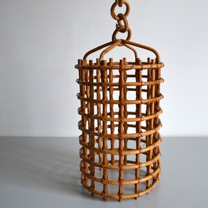 Suspension plafonnier vintage en rotin