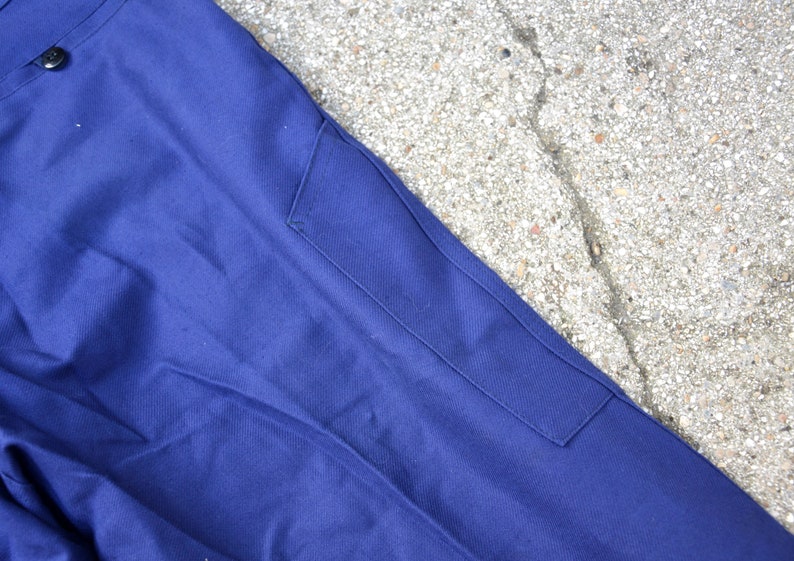 Vintage French chore pants MONT ROUGE blue indigo work trousers size medium
