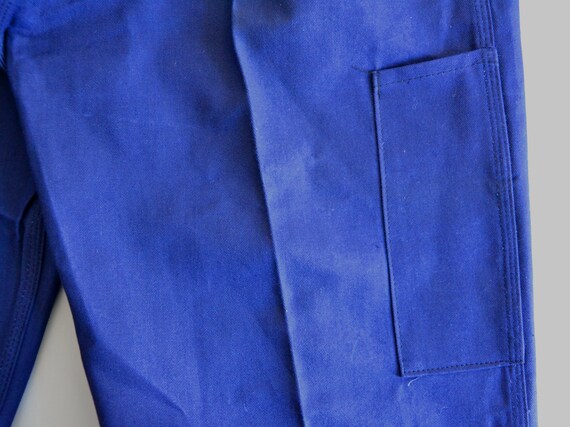 Vintage French chore pants, indigo cotton work tr… - image 6