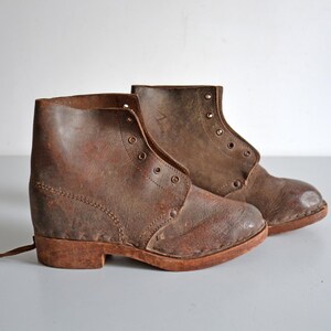Botines vintage, botas de cuero con suela de madera, zapatos tipo zueco