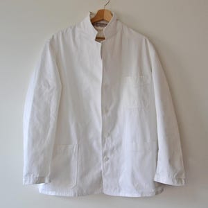 Vintage white work blouse jacket, workwear, size L