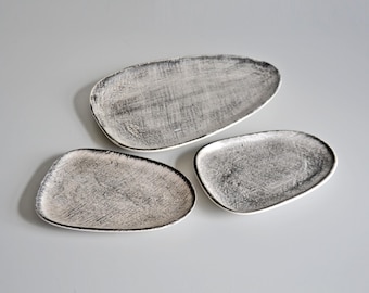 3 Nidervillers dishes, Crépuscule model, French earthenware, vintage shabby table from the 50s