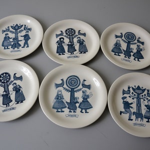 Set van 6 vintage dessertborden Royal Sphinx Maastricht jaren &#39;60