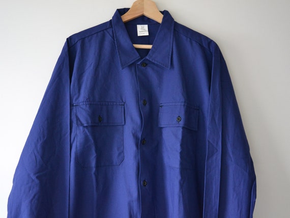 Chemise bleu de travail indigo vetement de travail vintage francais taille XL Etsy France