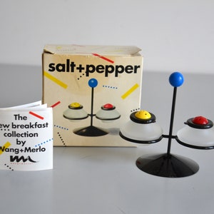 Salz- und Pfefferstreuer Design Wang + Merlo Vintage 80er Jahre, Memphis-Design