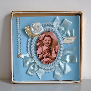Boite carte souvenir d’anniversaire, image rétro 1950