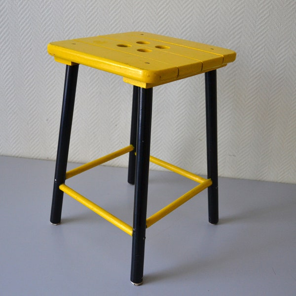 Tabouret vintage années 60 Bois Manu Belgique