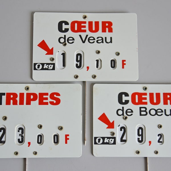 Pique prix de boucher, etiquette Étiquette à molettes, disques vintage, coeur et tripes