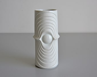 Vintage white ceramic Royal Porzellan Bavaria Germany, optical art