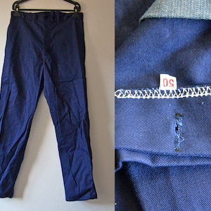 Vintage French chore pants, indigo cotton work trousers