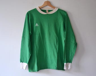 Vintage LE COQ Sporty T-shirt, made in France, football green, vintage 70s, size M