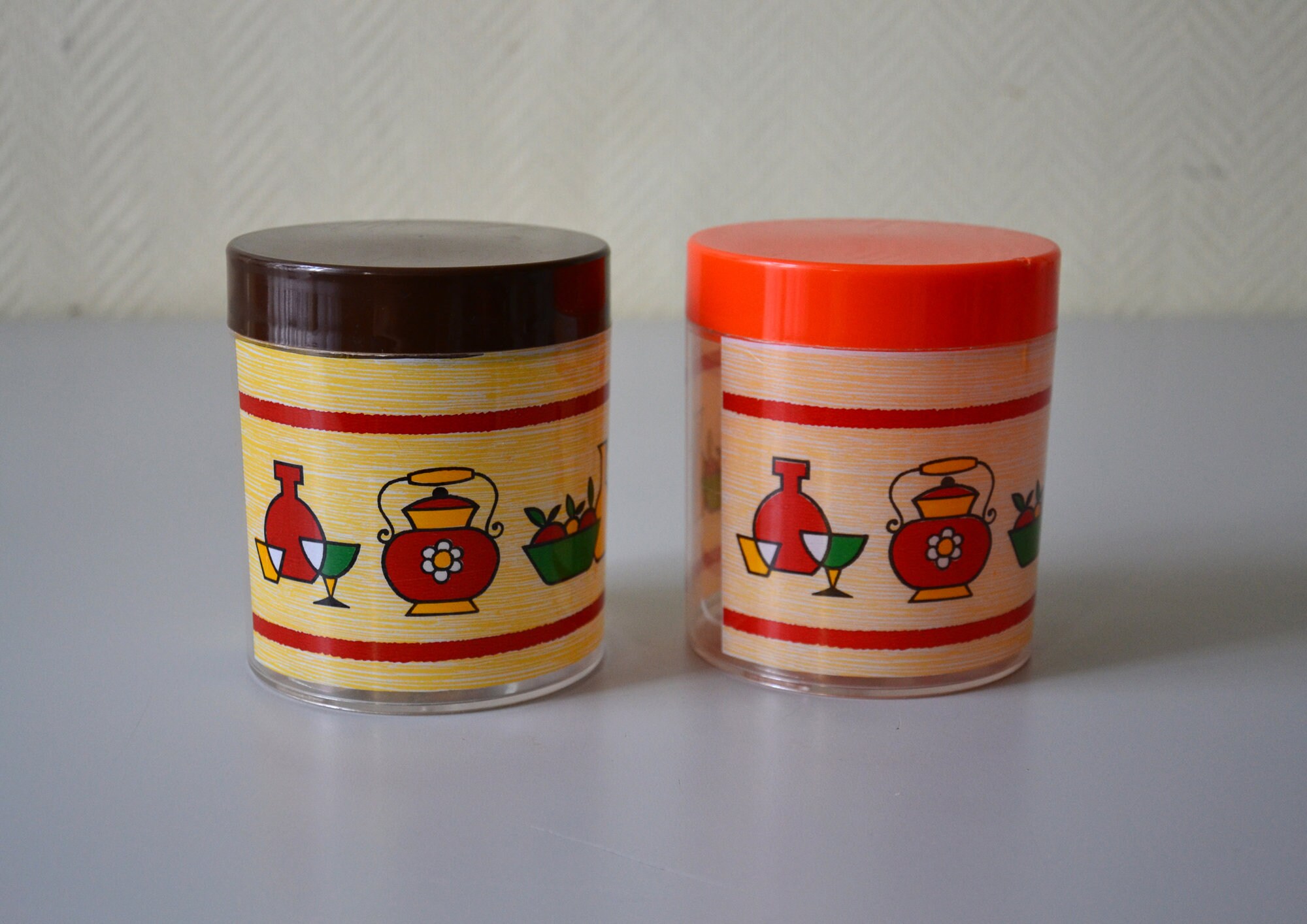 Lot de 2 Boites Vintage Années 70/Boite à Café, Épices, Farine, Pates, Riz ou Sucre