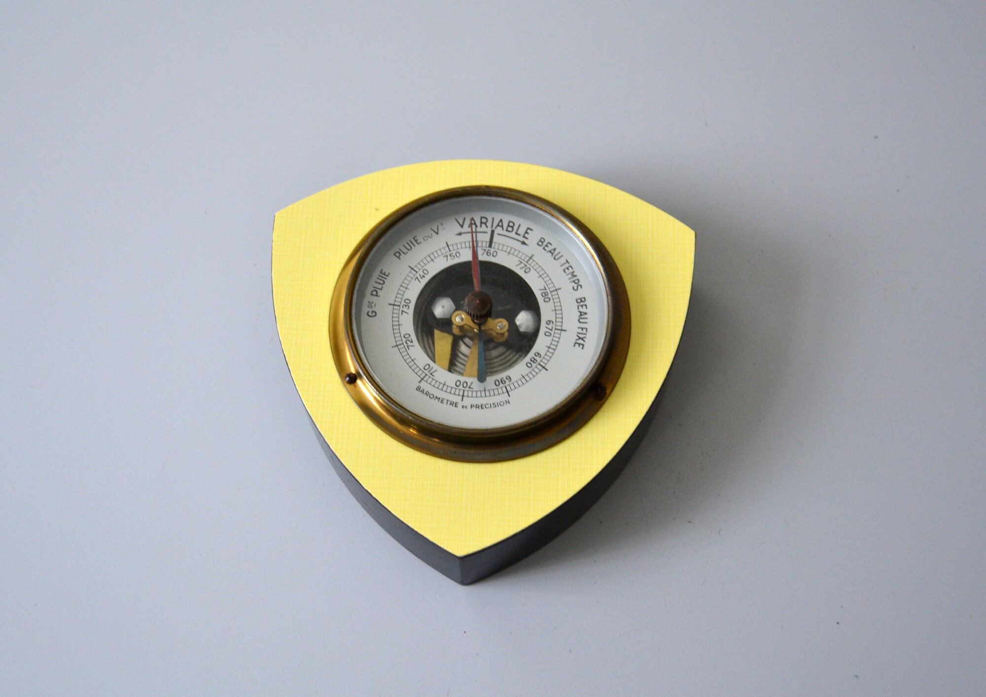 Baromètre Vintage Années 60/Forme Libre Jaune et Noir