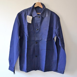 Beaudeux Industrie vintage work jacket, indigo blue cotton, French workwear, size L