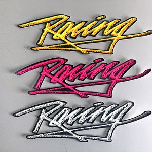 Vintage RACING patch, large emblem badge for motocross clothing and equipment