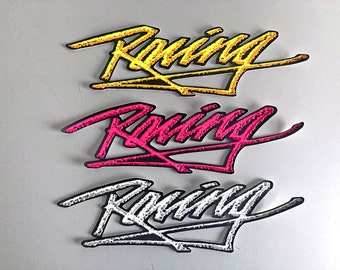 Vintage RACING patch, large emblem badge for motocross clothing and equipment