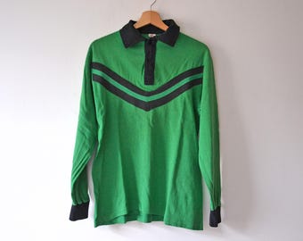 Vintage LE COQ Sporty T-shirt, made in France, football green, vintage 70s, size M