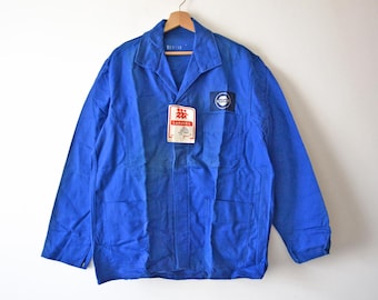 AU PERROQUET, Vintage Work Jacket, Indigo Blue Cotton, Size L