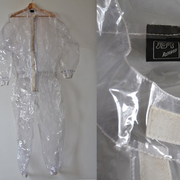 Combinaison de moto vintage JBR Racewear, combinaison de pluie transparente en plastique