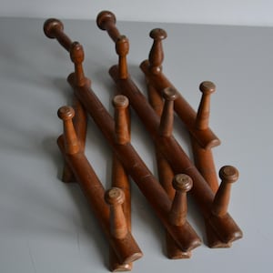 Vintage Wooden Accordion Coat Rack Herringbone, home decor