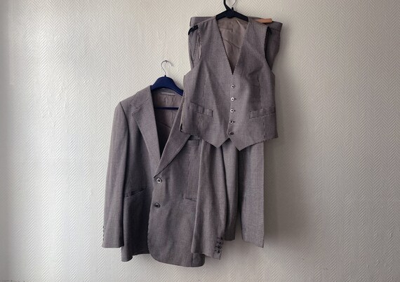 Vintage French 3-piece suit 70s / Tuxedo jacket, v