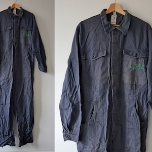 Vintage french work overall GEVACO, COVERALLS Full Cover Jumpsuit Artist Painter Suit Outerwear, Workwear work coast size Medium