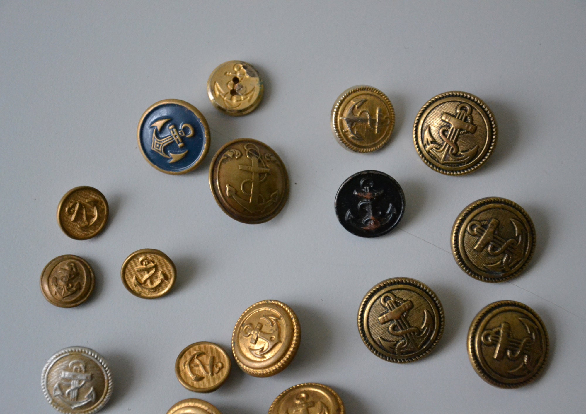 Vintage French Army Navy Anchor Buttons Set | Etsy