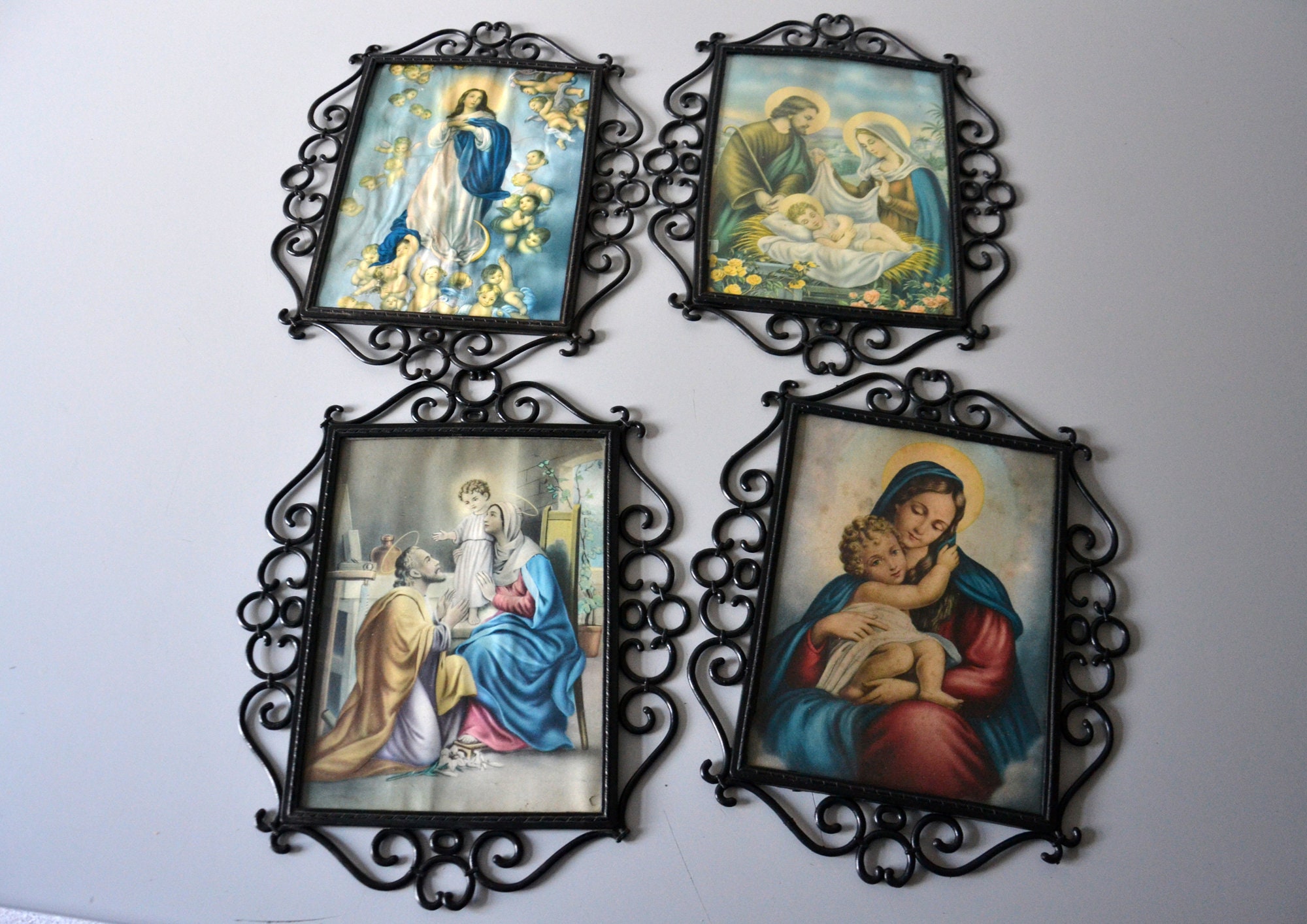 Lot de 4 Cadre Ex-Voto Vintage, Décor Religieux